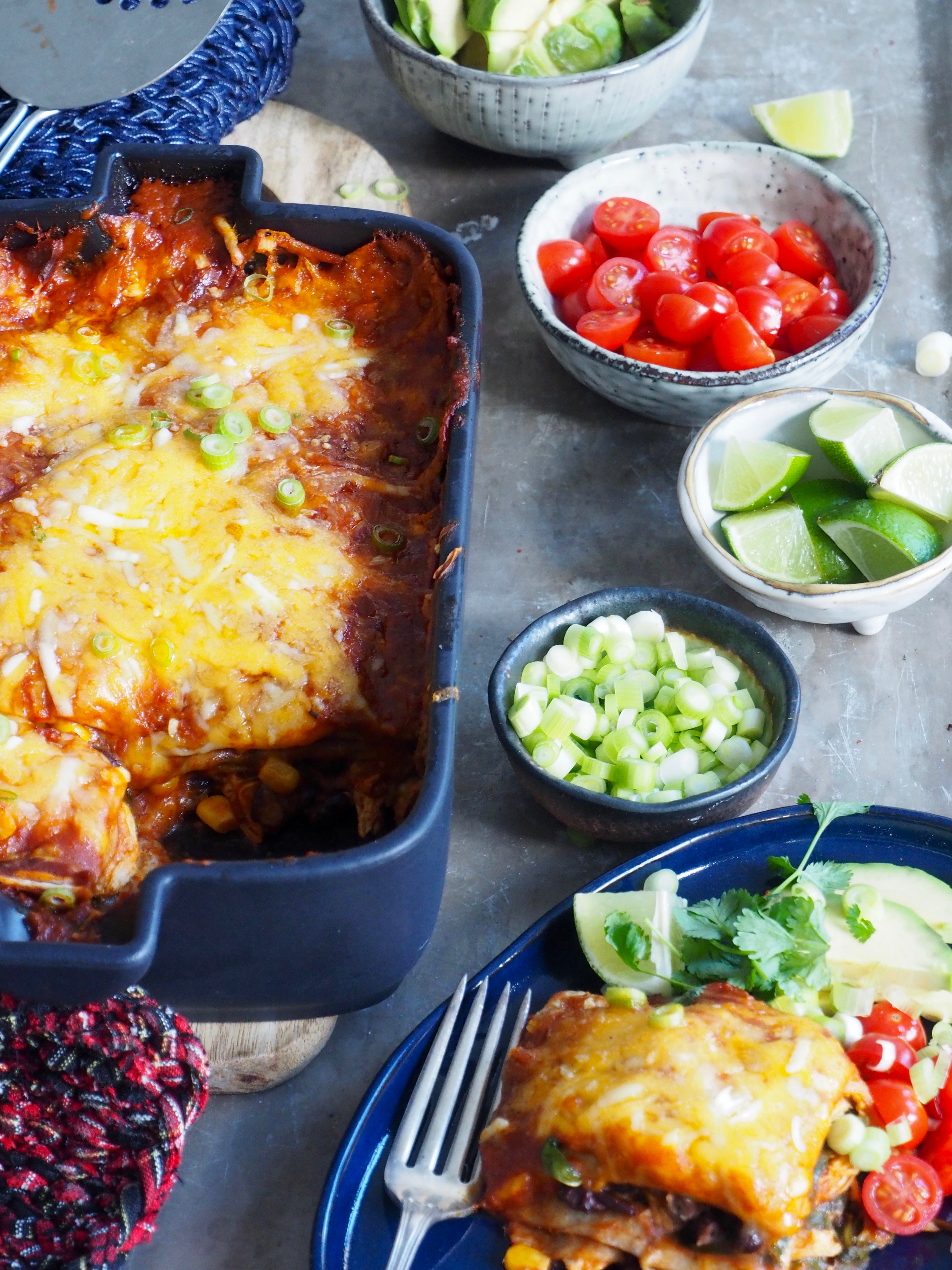Gratinerte enchiladas med kylling Mat Pa Bordet