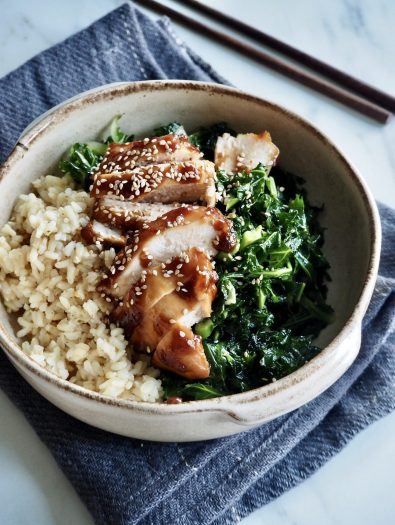 Teriyaki kylling med grønnkål og ris
