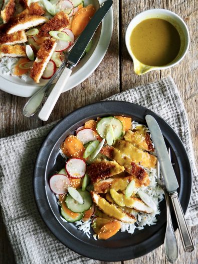 Katsu (panert) kylling med karrisaus
