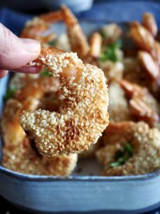Sprøstekt sesam scampi - superdigg fingermat!