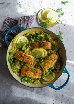 one pot sitronpasta med laks